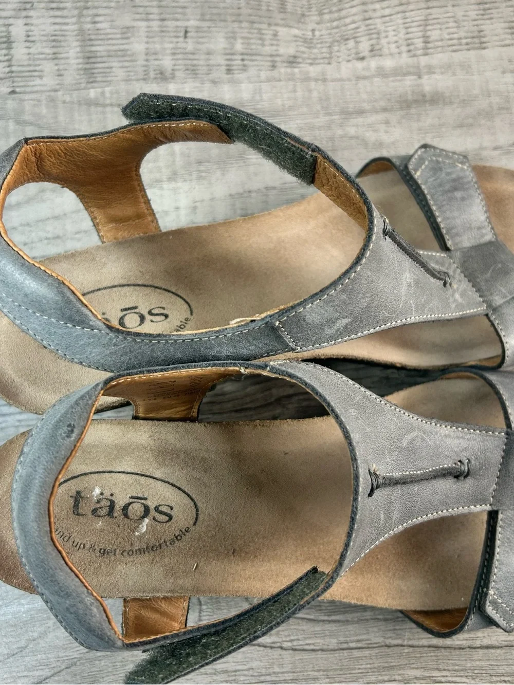 Taos Gray Suede Wedge Sandals - Comfortable Women’s Shoes Size 9-9.5